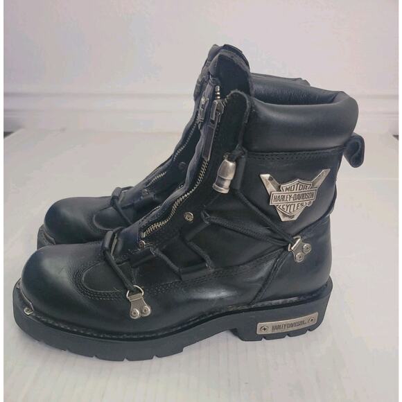 Harley-Davidson Men's SZ 10 Brake Light Black 6.25-Inch Motorcycle Boots D91680 - Picture 1 of 12